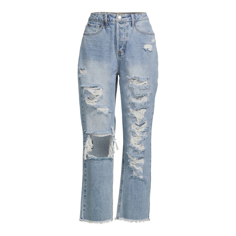 Vanilla Star 90s Boyfriend Jeans Distressed High Rise Button Fly Size 13 - Picture 4 of 14